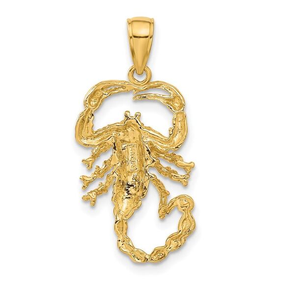 14k Yellow Gold Textured Scorpion Pendant - Picture 3 of 5